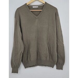 Taupe Ermenegildo Zegna V-Neck LS 100% Cotton Sweater - Mens XL Basics Layering